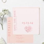 Sla de datum Trouwkaart Blush Roze QR-code op Save The Date