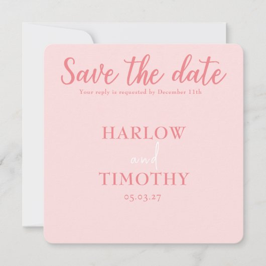 Sla de datum Trouwkaart Blush Roze QR-code op Save The Date (Voorkant)