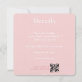 Sla de datum Trouwkaart Roze QR-code op Save The Date (Achterkant)