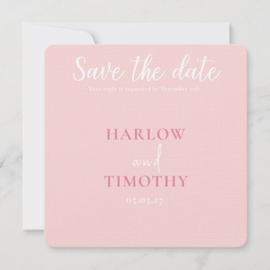 Sla de datum Trouwkaart Roze QR-code op Save The Date (Voorkant)