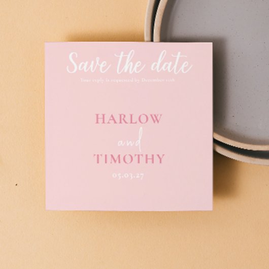 Sla de datum Trouwkaart Roze QR-code op Save The Date