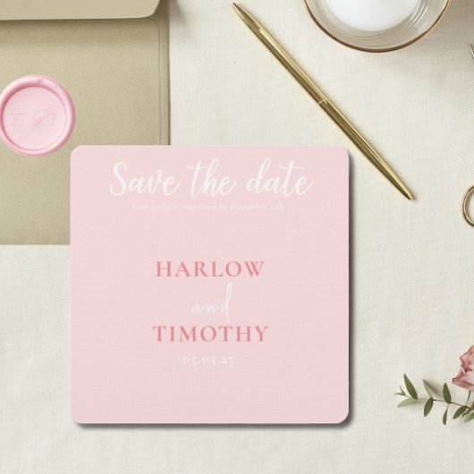 Sla de datum Trouwkaart Roze QR-code op Save The Date