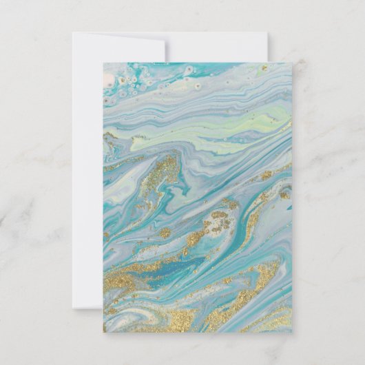 Sla de datum turquoise & gouden marmeren bruiloft kaart (Achterkant)