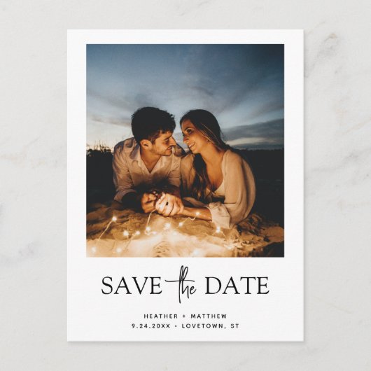 Sla de datum twee-foto aankondiging Briefkaart (Voorkant)