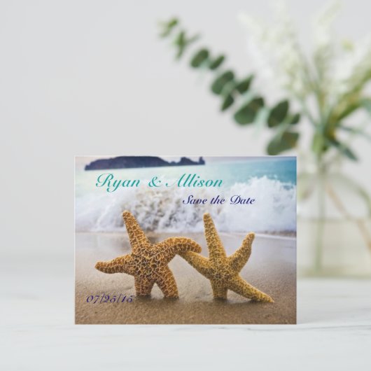 Sla de datum twee Starfish Briefkaart (Staand voorkant)