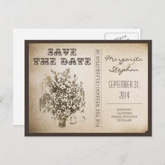 Sla de datum  typografie briefkaarten (Voorkant / Achterkant)