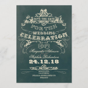 Sla de datum typografie Flat Card-invite op Save The Date