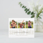 Sla de Datum Typografie Foto Elegant Script Aankondigingskaart (Staand voorkant)