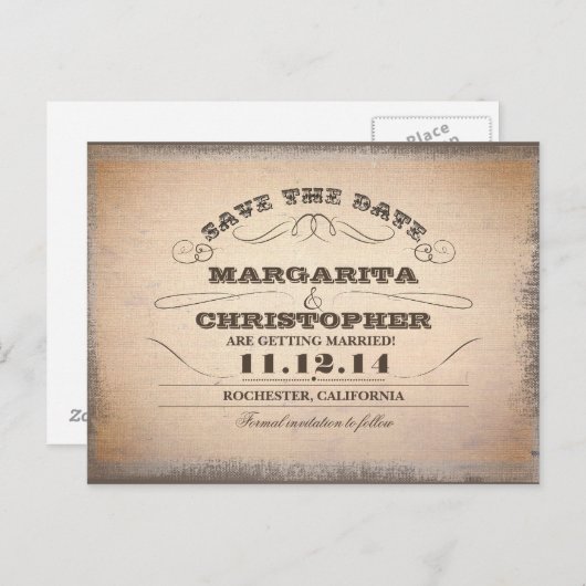 Sla de datum  typografie oude briefkaarten op (Voorkant / Achterkant)