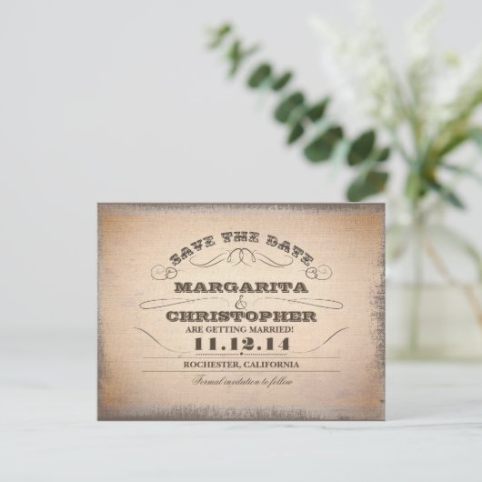 Sla de datum  typografie oude briefkaarten op (Staand voorkant)