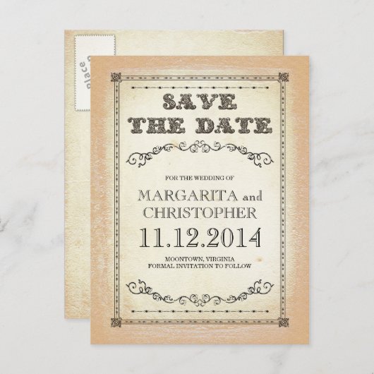 Sla de datum  typografie postkaarten aankondigingskaart (Voorkant / Achterkant)