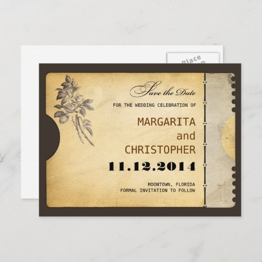 Sla de datum typografie stijl briefkaarten (Voorkant / Achterkant)