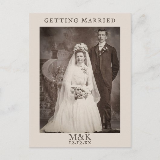 Sla de datum uitnodiging bruiloft paar Briefkaart (Voorkant)