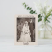 Sla de datum uitnodiging bruiloft paar Briefkaart (Staand voorkant)