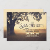 Sla de datum uitnodiging met boom en lichten (Voorkant / Achterkant)