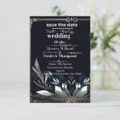 Sla de datum uitnodiging trouwkaart zwart & wit op (Staand voorkant)