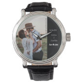 Sla de datum unieke moderne grappige trouwfoto op horloge (Voorkant)
