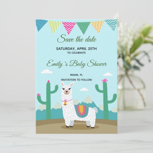 Sla de datum van Alpaca ama op Save The Date (Staand voorkant)