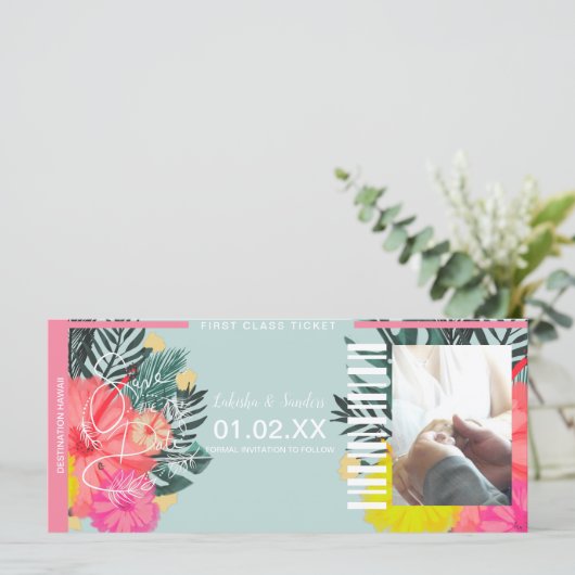 Sla de datum van bestemming Ticket Hibiscus Floral (Staand voorkant)