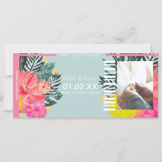 Sla de datum van bestemming Ticket Hibiscus Floral (Voorkant)