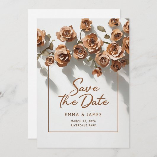 Sla de datum van de bloem bruiloft uitnodiging (Voorkant / Achterkant)
