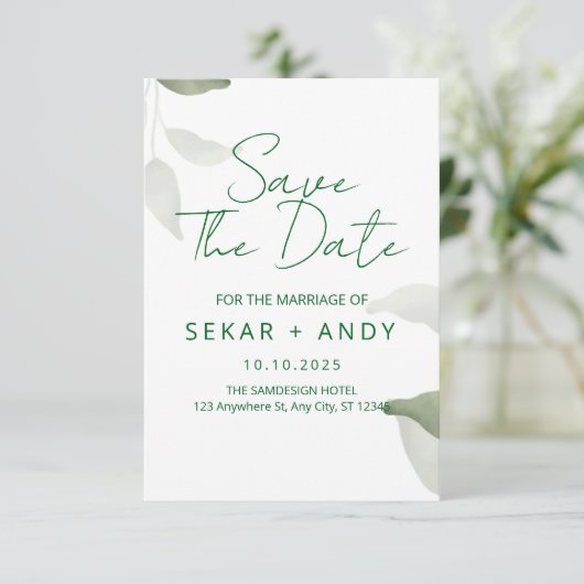 Sla de datum van de bruiloft blad save the date (Staand voorkant)