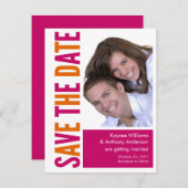 Sla de datum van de fotokaart roze en Oranje op Save The Date (Voorkant / Achterkant)