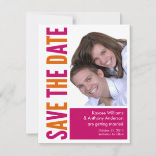 Sla de datum van de fotokaart roze en Oranje op Save The Date