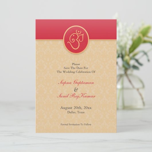 Sla de datum van de Indiase standaardkaart op Save The Date (Staand voorkant)