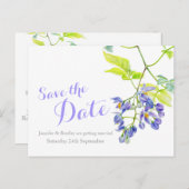 Sla de datum van de paarse trouwkaart op aankondigingskaart (Voorkant / Achterkant)