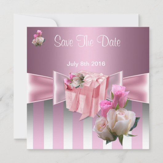 Sla de  datum van de roze zilver streep over save the date (Voorkant)