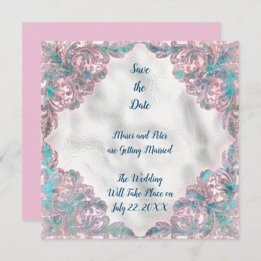 Sla de datum van de trouwkaart op kaart (Voorkant / Achterkant)