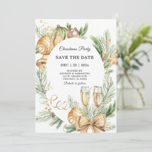 Sla de datum van de uitnodiging van het Kerstmisfe (Staand voorkant)