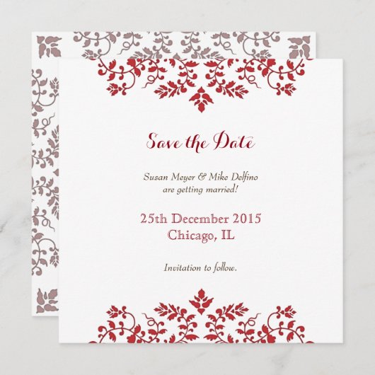 Sla de datum van de uitnodiging voor de bruiloft o (Voorkant / Achterkant)