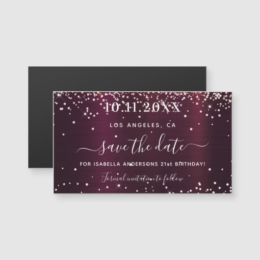 Sla de datum van de verjaardag van de bogundy spar (Voorkant / Achterkant)