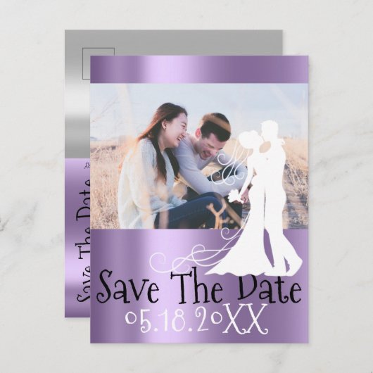 Sla de datum van het Verloving voor het donkerbrui Aankondigingskaart (Voorkant / Achterkant)