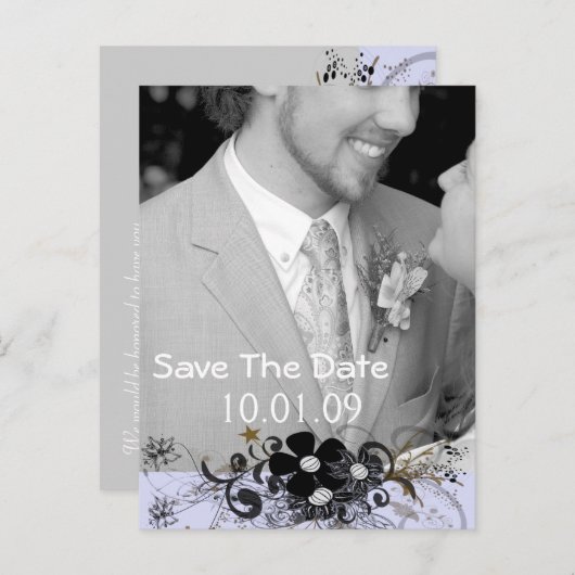 Sla de datum van je foto op aankondigingskaart (Voorkant / Achterkant)