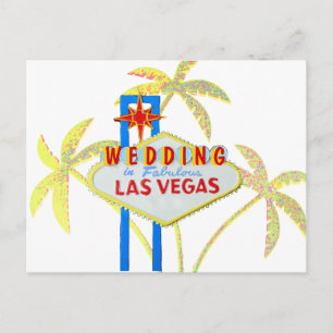 Sla de datum Vegas Wedding Sign Aankondigingskaart