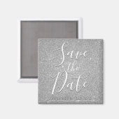 Sla de Datum Verjaardag Zilver Glitter Sparkle Magneet (Voorkant / Achterkant)