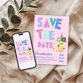 Sla de datum verjaardagsfeest Schattigee kat Kinde Kaart