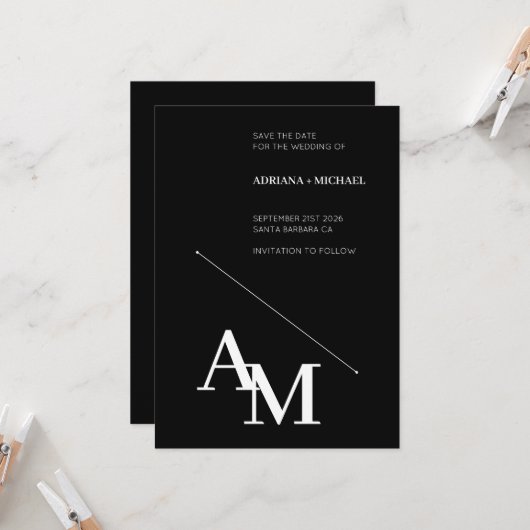 Sla de datum Vet Typografie Wit op Zwart Kaart (Voorkant / Achterkant in situ)