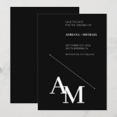 Sla de datum Vet Typografie Wit op Zwart Kaart (Voorkant / Achterkant)