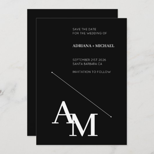 Sla de datum Vet Typografie Wit op Zwart Kaart (Voorkant / Achterkant)