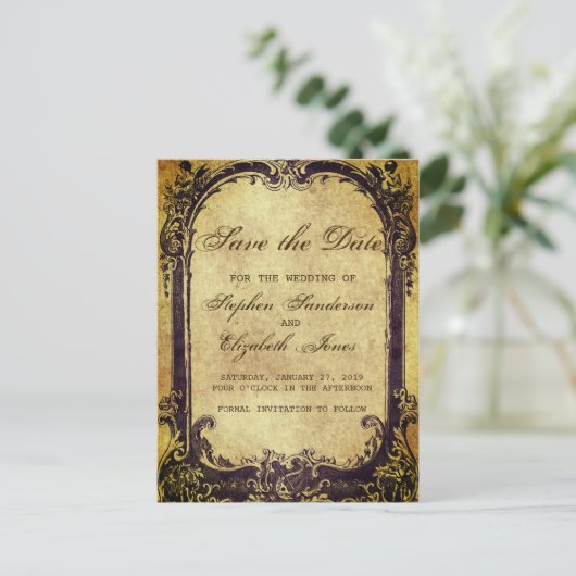 Sla de datum  Victoriaans Antiek Lijst Aankondigingskaart (Staand voorkant)