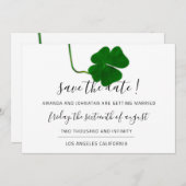 Sla de datum Vierbladige klaver zwart wit groen Save The Date (Voorkant / Achterkant)