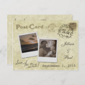 Sla de datum Vintage bruiloft Briefkaart (Voorkant / Achterkant)