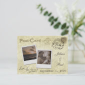 Sla de datum Vintage bruiloft Briefkaart (Staand voorkant)