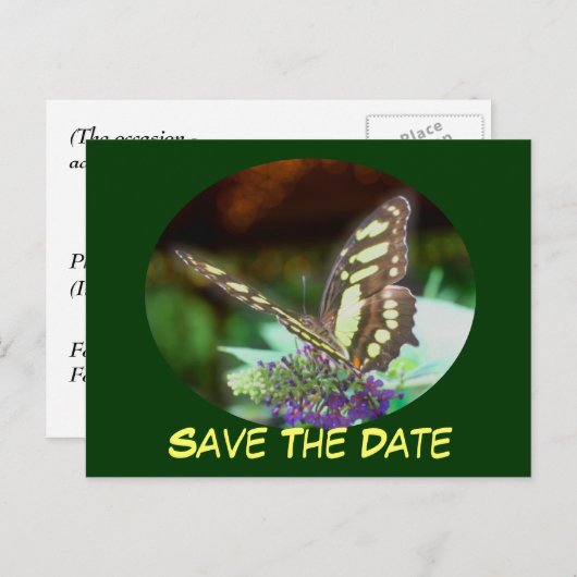 Sla de datum vlinder op Flower Briefkaart (Voorkant / Achterkant)