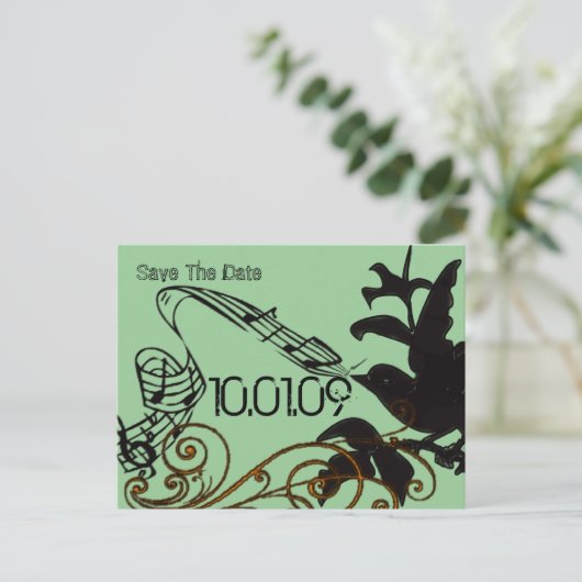 Sla de datum  Vogelsilhouet op Aankondigingskaart (Staand voorkant)