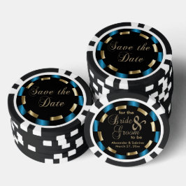 Sla de datum voor de bruid en bruidegom op - Blauw Poker Chips